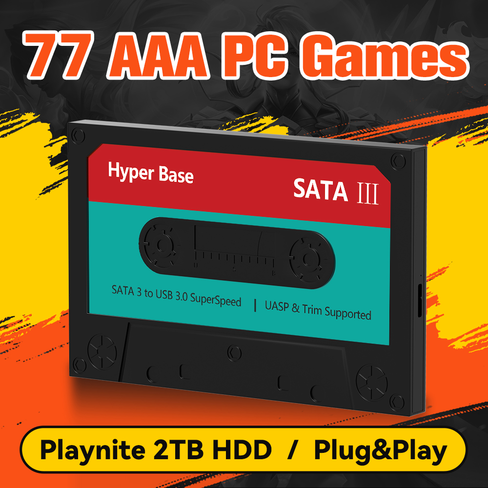 Retro Gaming Emulator Pc - Playnite 2TB Gaming-Festplatte mit 77 AAA-Spielen