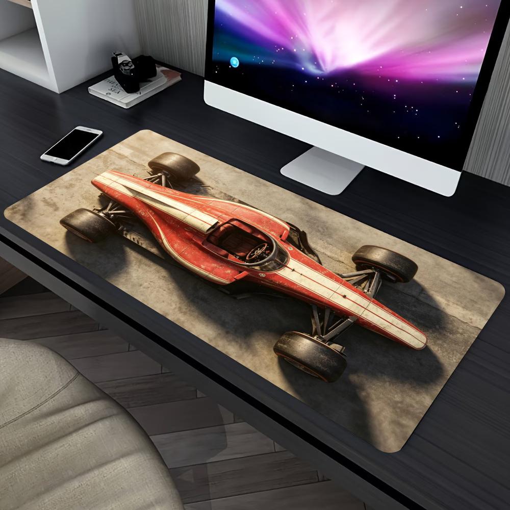 Retro Gaming Desk - Retro-Formel-Rennwagen, erweitertes Gaming-Mauspad, rutschfeste Schreibtischoberfläche, Vintage-Motorsport-Kunstdruck
