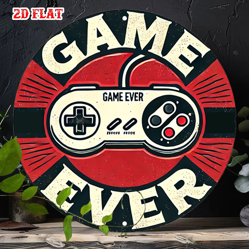 Game Retro Gaming - 2D Flaches 1-teiliges Retro-Gaming Aluminiumschild, Controller-Design