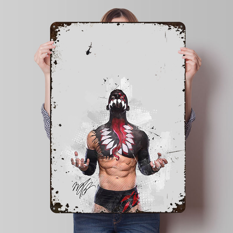 Retro Gaming Desk - Finn Balor Poster, individuelle Wandkunst, Vintage-Metallschilder,