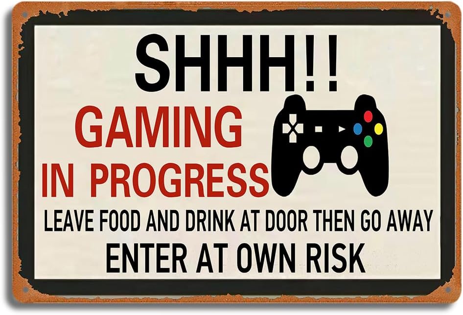 Game Retro Gaming - Retro Gaming Metallblechschild, SHHH! in Progress
