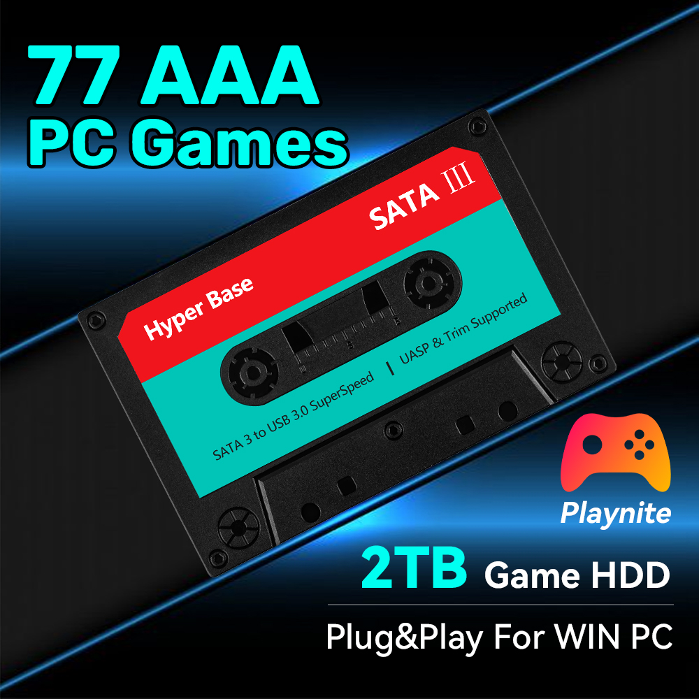Retro Gaming Hdd - 2TB Spiele-Festplatte mit 77 PC-Spielen AAA-Spiele