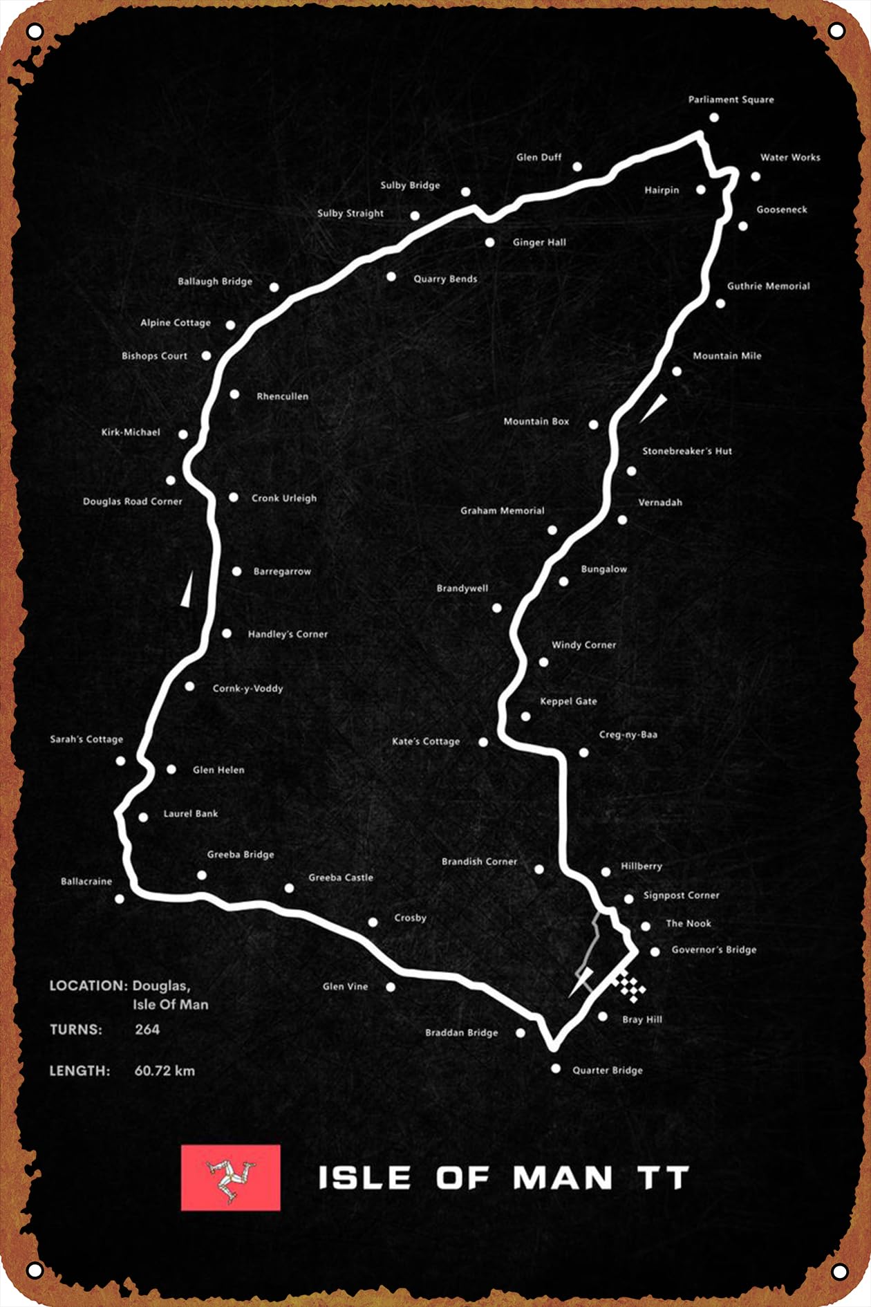 Retro Gaming Pictures - Isle of Man Circuit Poster Metallplakette