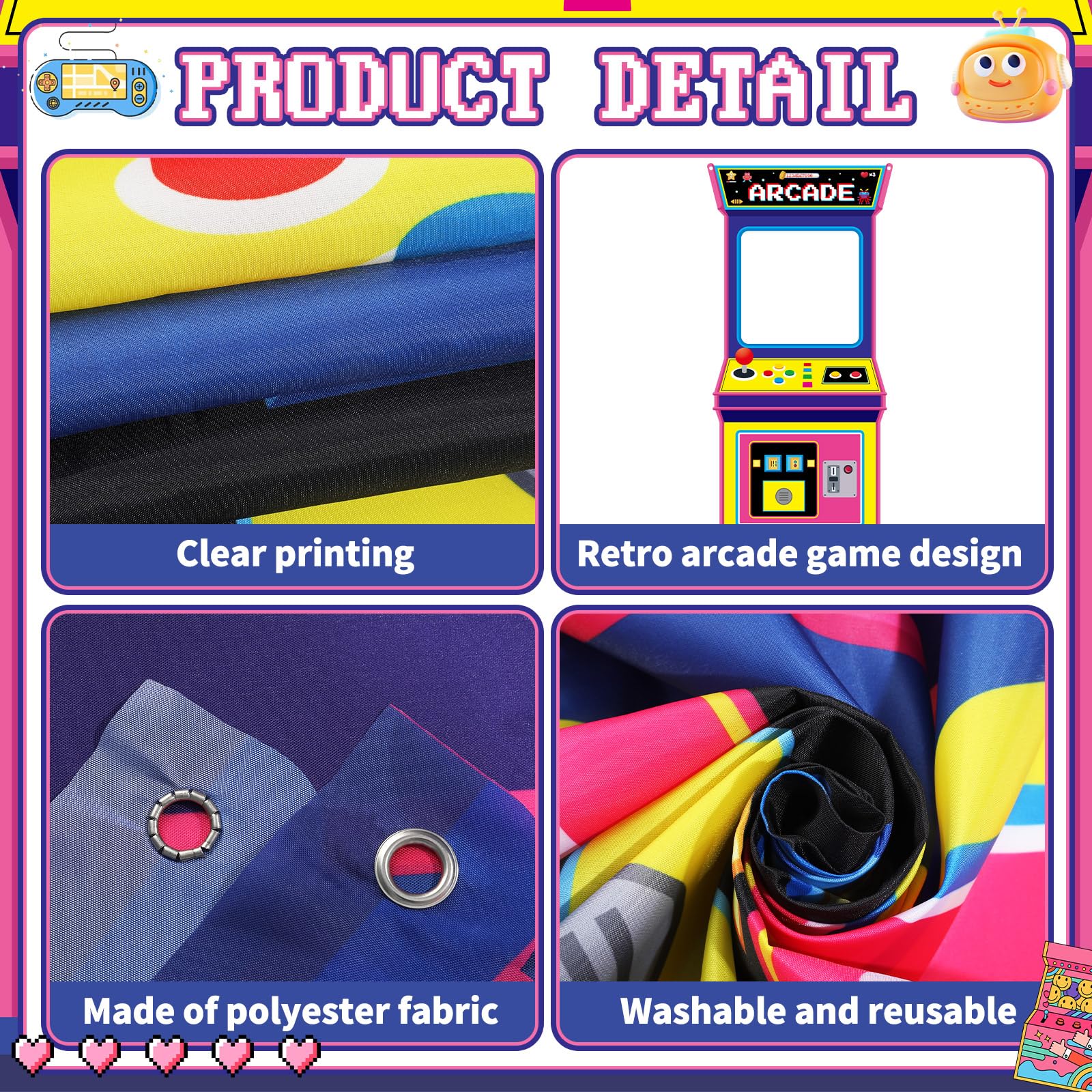 Retro-Videospiel-Stoff-Hinterg – Game Retro Gaming Bewertung und Preis