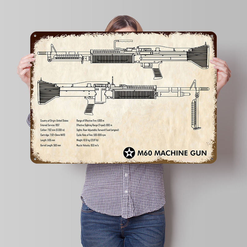 M60 Maschinengewehr Blechposte – Retro Gaming Wallpaper Bewertung und Preis