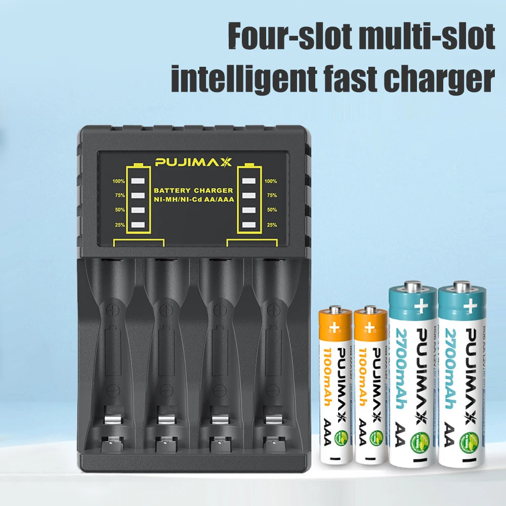 AA/AAA-Akkuladegerät, 4 Steckp – Rechargeable Battery Aa Bewertung und Preis